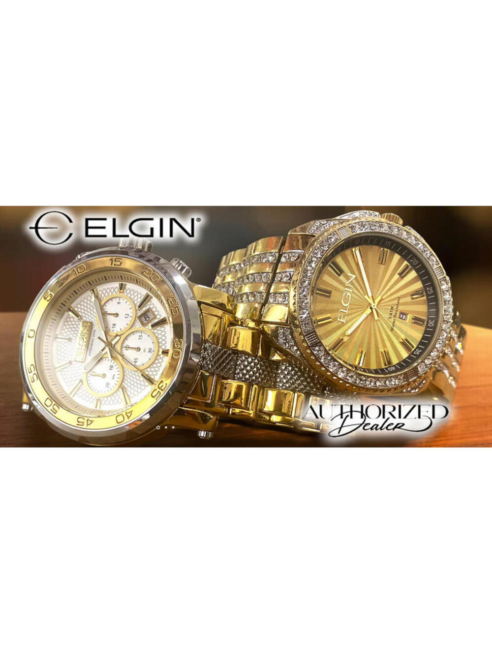 Rare Diamond Paved Bezel Mens Watch Elgin Authorized Dealer - Picture 7 of 13